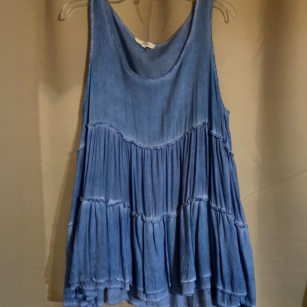 Blue ruffle tank top